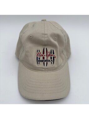 Ron Jon Surf Shop Cocoa Beach, FL Cap Adjustable Khaki Coastal Beach Sun Outdoor